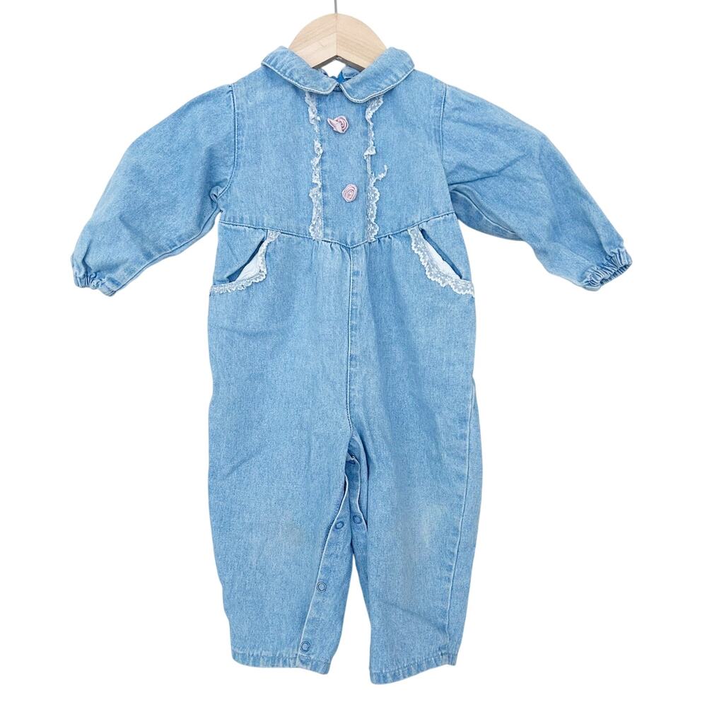 Vintage Pattiwhack Denim Jumper One Piece Outfit Sz 18M